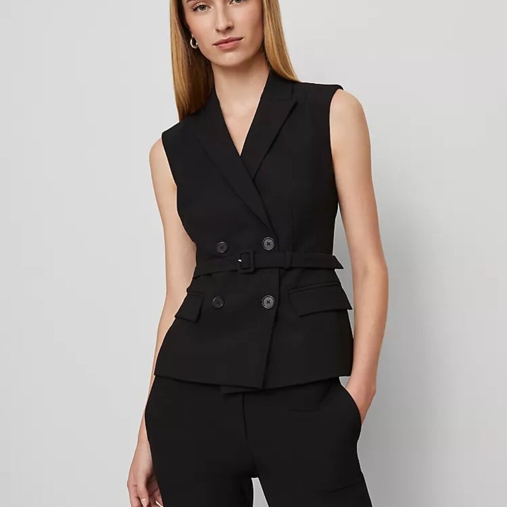 NWOT Ann Taylor Black Double-Breasted Vest